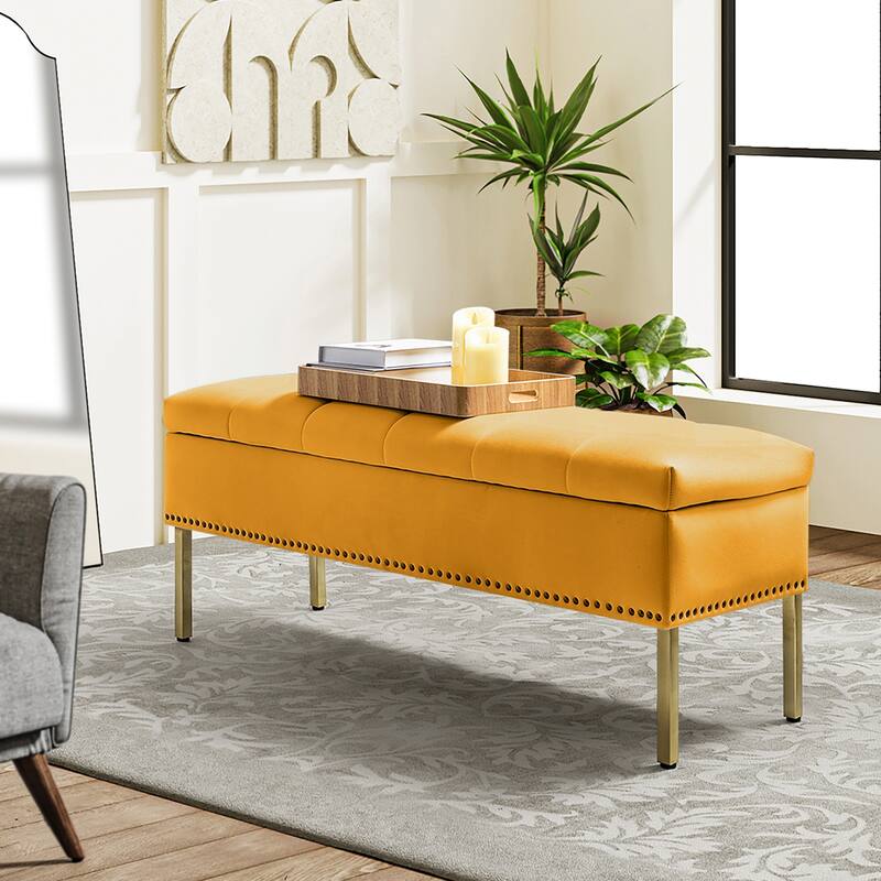 Egmont Contemporary Velvet FlipTop Storage Bench by HULALA HOME On