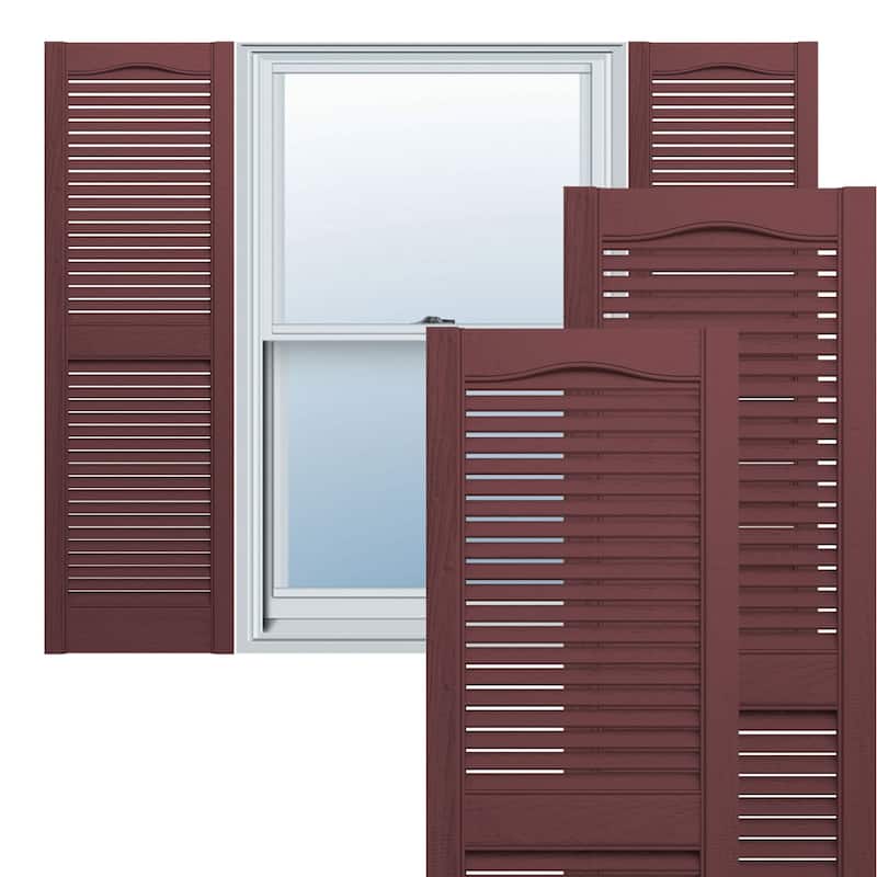 Lifetime, Std. Cathedral Top Ctr Mullion, Open Louver Shutters, (Pair) - Tuxedo Grey - 12"W x 75"H