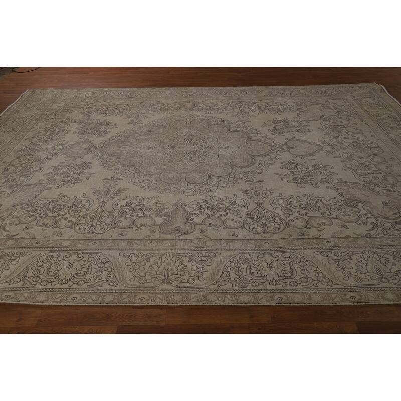 Tabriz Persian Vintage Rug Hand-Knotted Traditional Wool Carpet - 9'6" x 12'4"