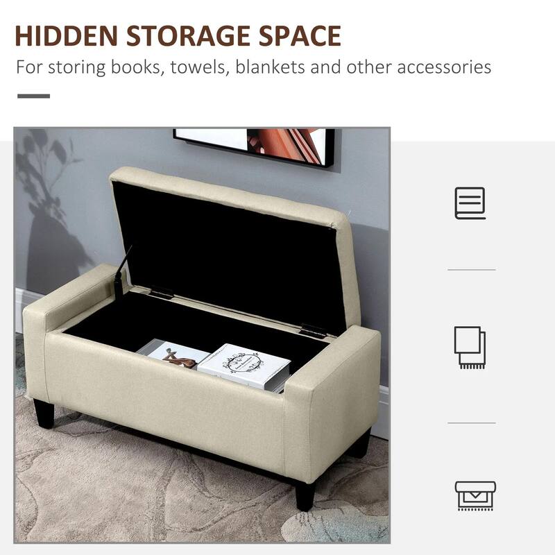 Upholstered Hidden Storage Ottoman Bench with Button Tufted, Lift Top