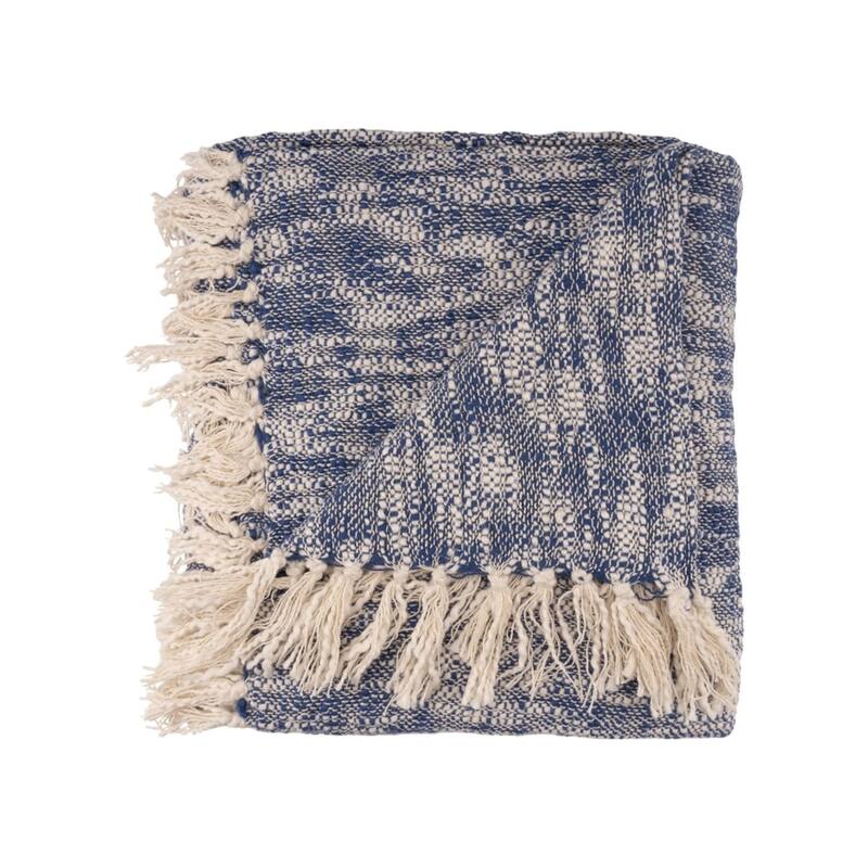 Sevita Boho Chambray Standard Size Throw Blanket with Fringe