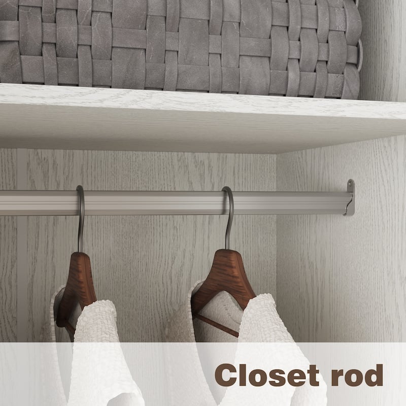 6 Doors Wardrobe Closet Armoire with Hanging Rail White/Brown Large Cabinet