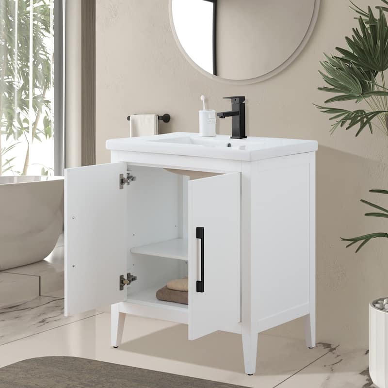 Vanity Art 20" or 24" or 30" Single Sink Bathroom Vanity Cabinet with Ceramic Top