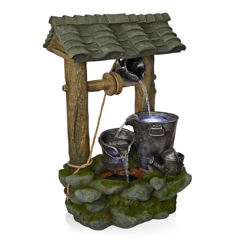 Polyresin Well Fountain with LED Lights
