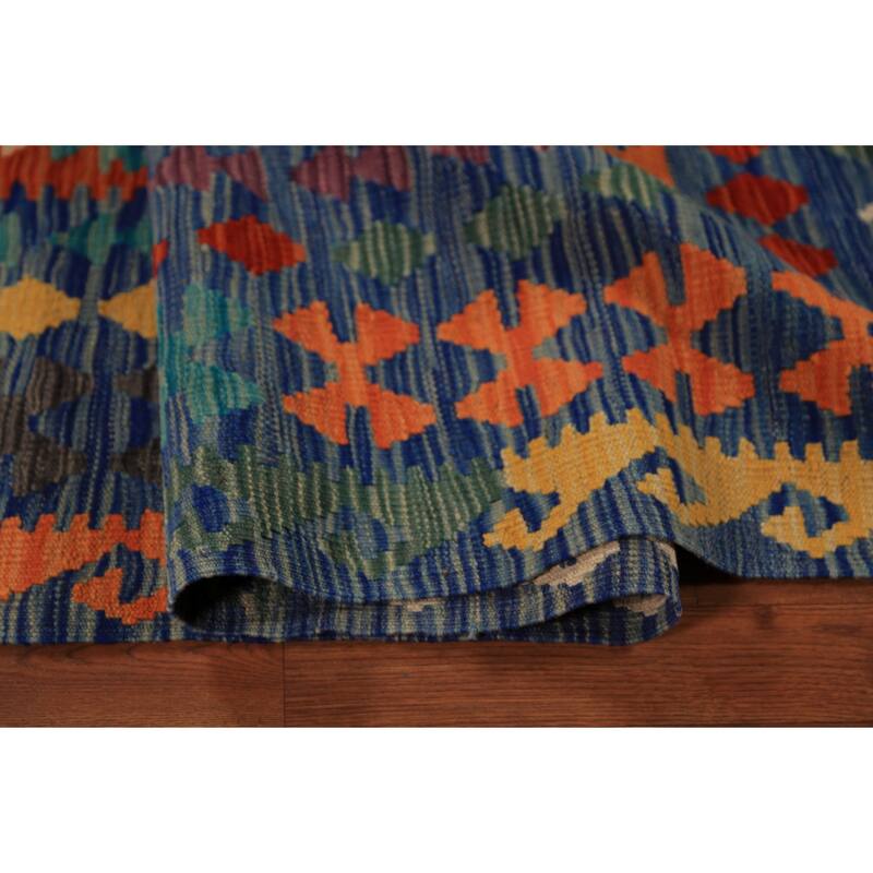 Geometric Kilim Oriental Area Rug Flatweave Tribal Wool Carpet - 8'2"x 11'0"