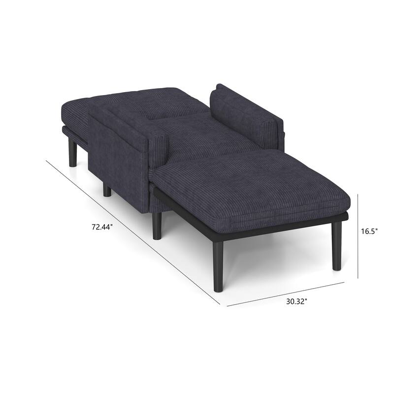 Corduroy Convertible Sofa, Ergonomic Lounge Chair and Bed