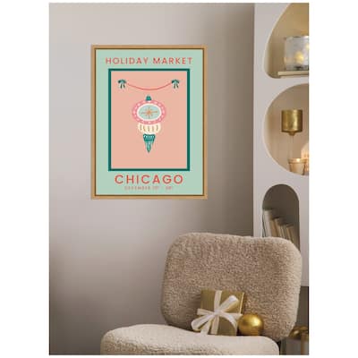 Kate and Laurel Sylvie Framed Canvas Chicago Christmas Market by Leonora Jennifer Benza
