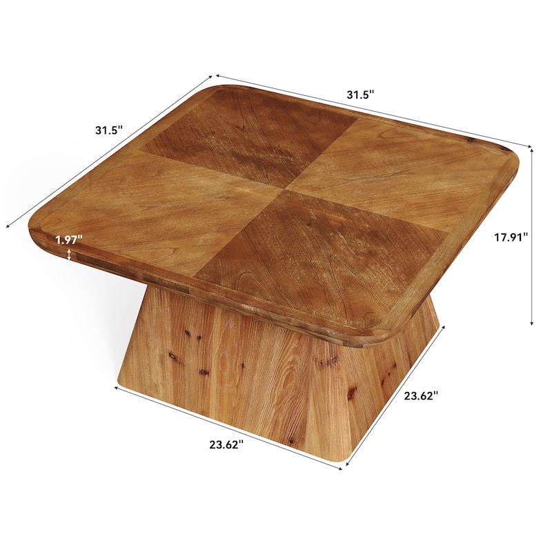 Solid Wood Square Coffee Table, Living Room Center Cocktail Accent Table
