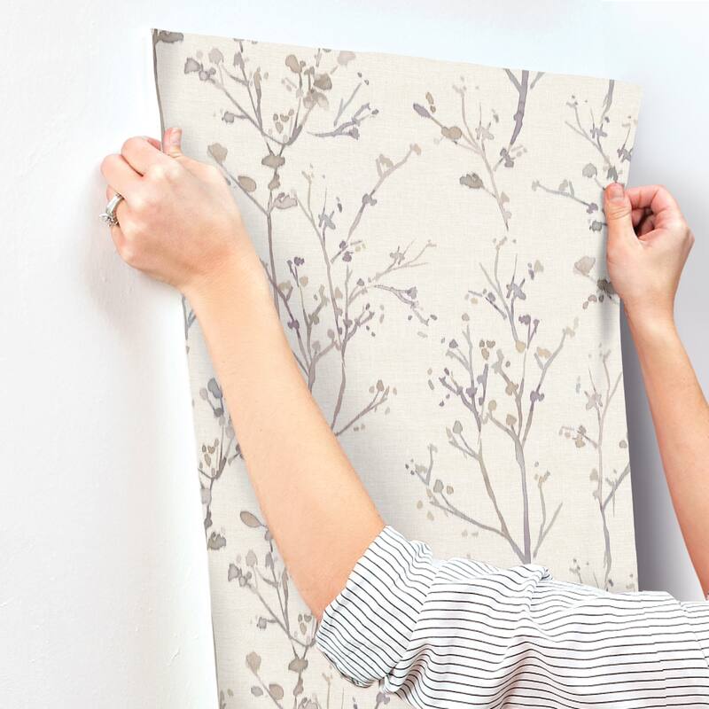 A-Street Prints Silverling Lavender Budding Branches Wallpaper