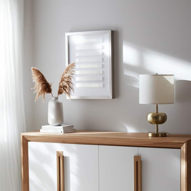 Selenite Stone Decorative Wall Art Shadowbox Casual Design - 20" White - 13.75" x 1.25" x 19.75" - Wood - Ivory