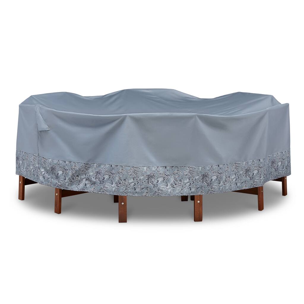 Vera Bradley by Classic Accessories Water-Resistant Round Table and Chair Set Cover, 94 x 23 Inch, Rain Forest Toile Gray