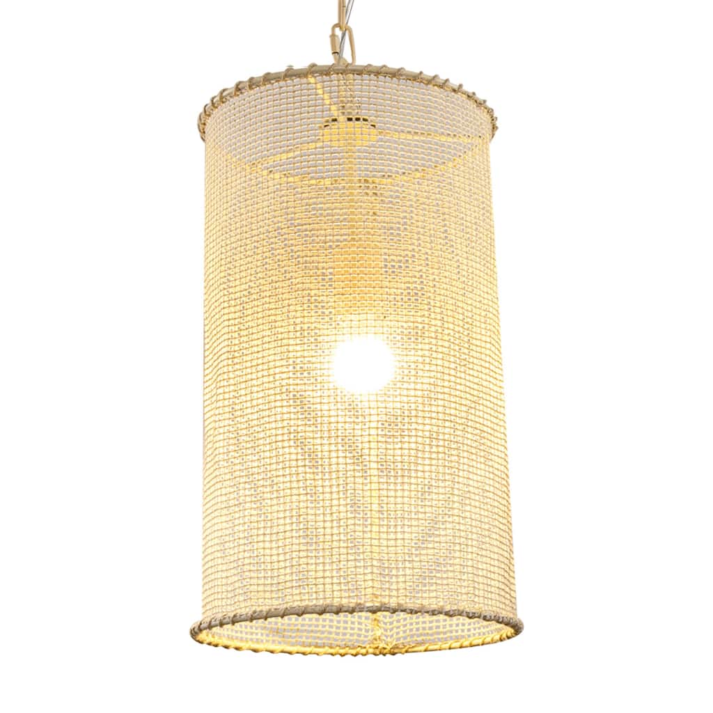 Farmhouse Mini Pendant Cylinder Rope Mesh Cage Kitchen Island Lights for Dining Room - 9.84" W x 19.29" H
