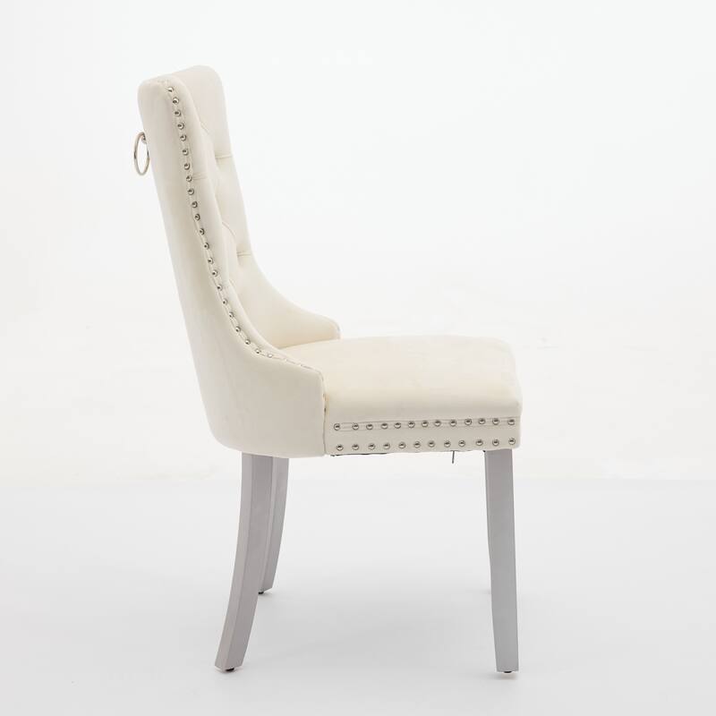 Roomfitters Upholstered Dining Chairs Set of 2 with Nailhead Trim and Wood Legs, Modern Side Chairs for Kitchen