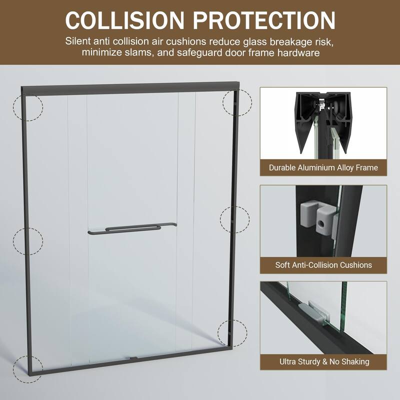 Double Sliding Shower Door, Semi-frameless