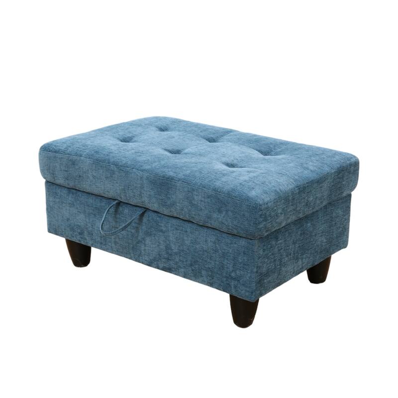 KISRAIS 34" Wide Upholstered Storage Ottoman