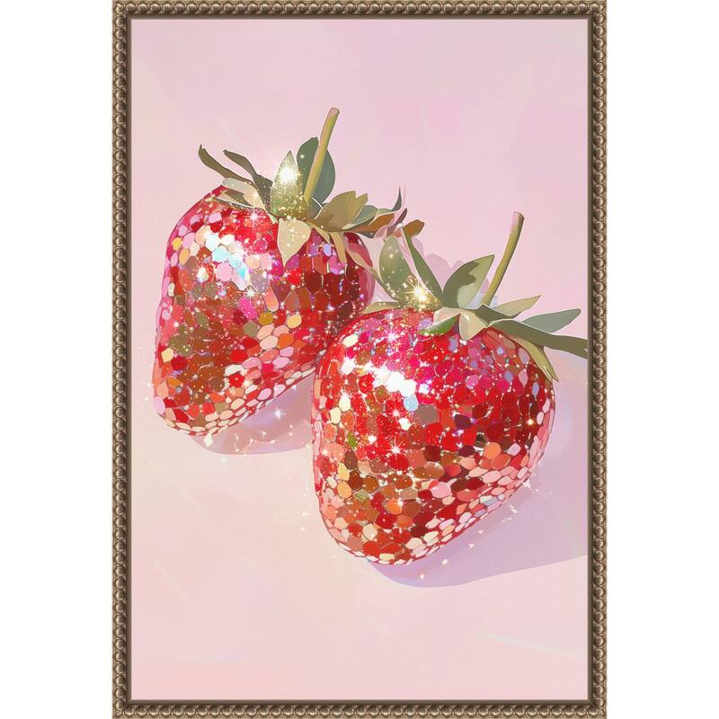 Sparkling Strawberries by Melloi Art Prints (16 x 23 in.), Framed Canvas Wall Art Print