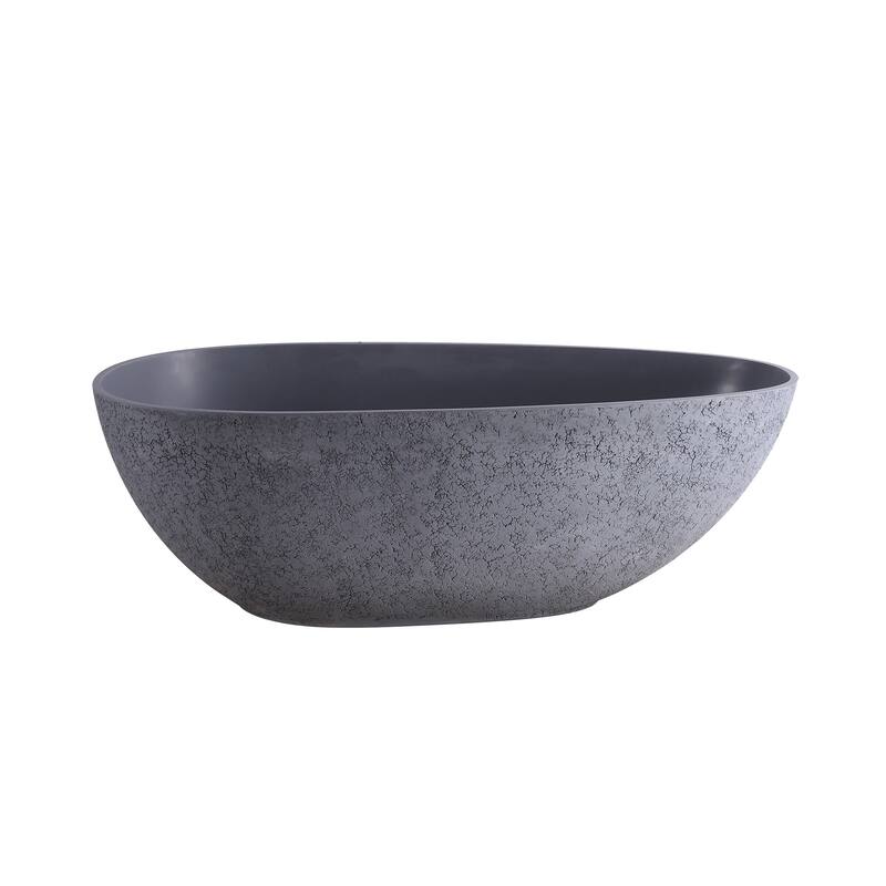 65 in.W Solid Surface Freestanding Flatbottom Soaking Bathtub - 65" x 33"