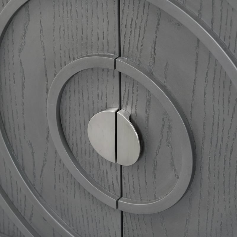 Retro Sideboard door with Circular Groove Design Round Metal Door Handle