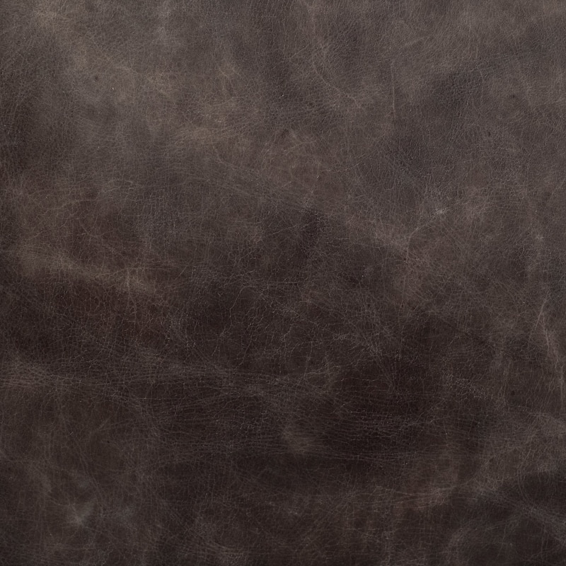 Stamford Black Genuine Leather w/ Light Brown Solid Wood Back & Black Iron Frame Accent Chair