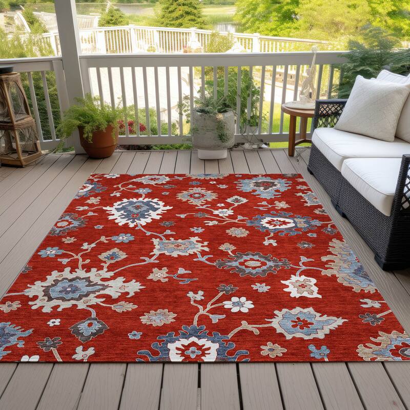 Machine Washable Indoor/ Outdoor Chantille Kashan Traditonal Rug - Red - 2'6" x 3'10"