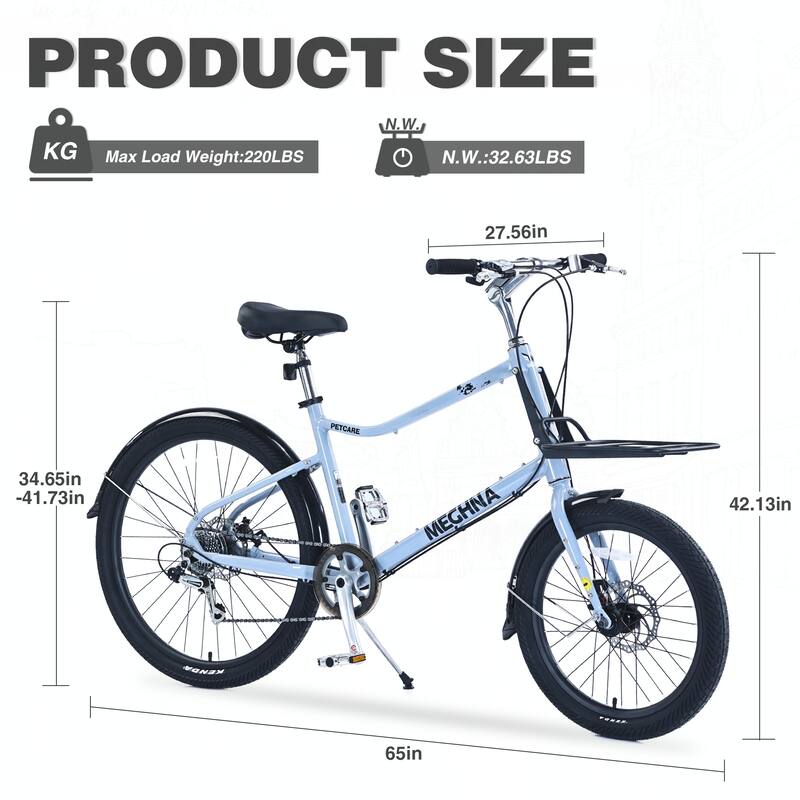 7 Speed, Aluminum Alloy Frame,26 Inch Bike,Cargo Bike,Blue