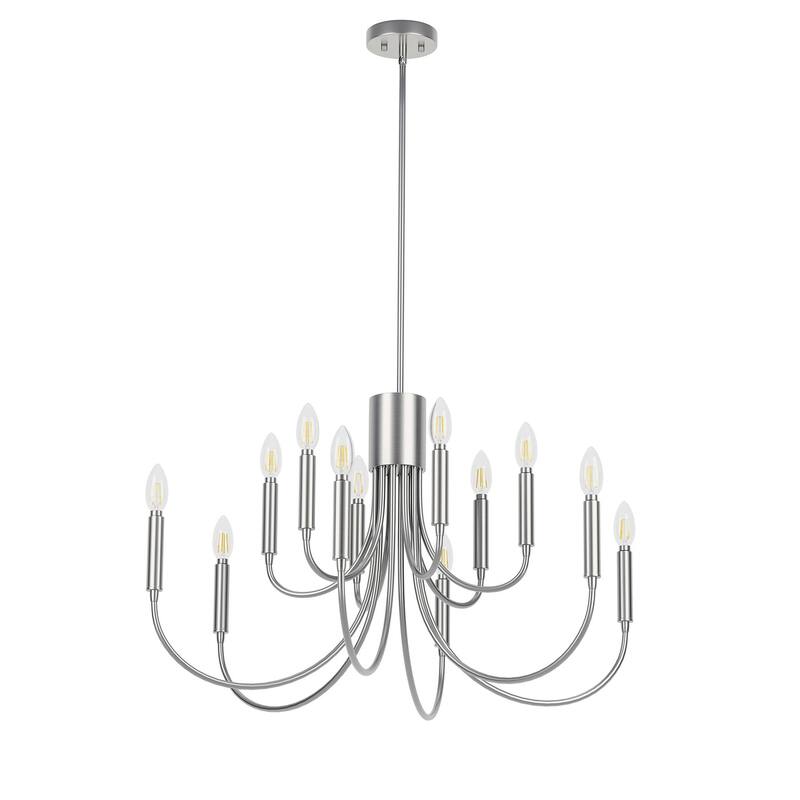 Classic Industrial 12-Light Iron Candle Chandelier for Dining Room Kitchen Island