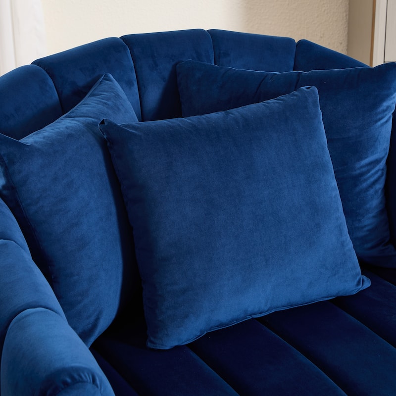Modern Velvet Swivel Accent Chair,Sofa Chair with Pillows