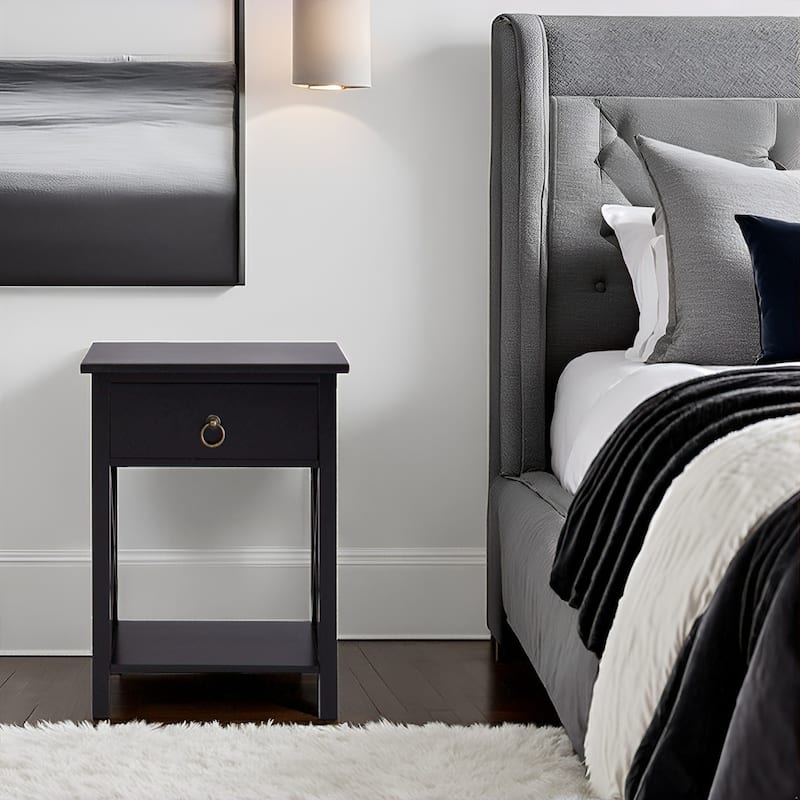 Wooden Nightstand Bedside Table with Drawer - Small Bedroom End Table for Bedrooms