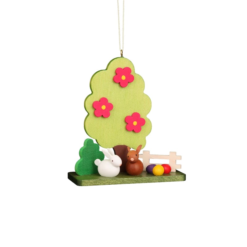 3.25" christian ulbricht rabbit couple at tree easter ornament
