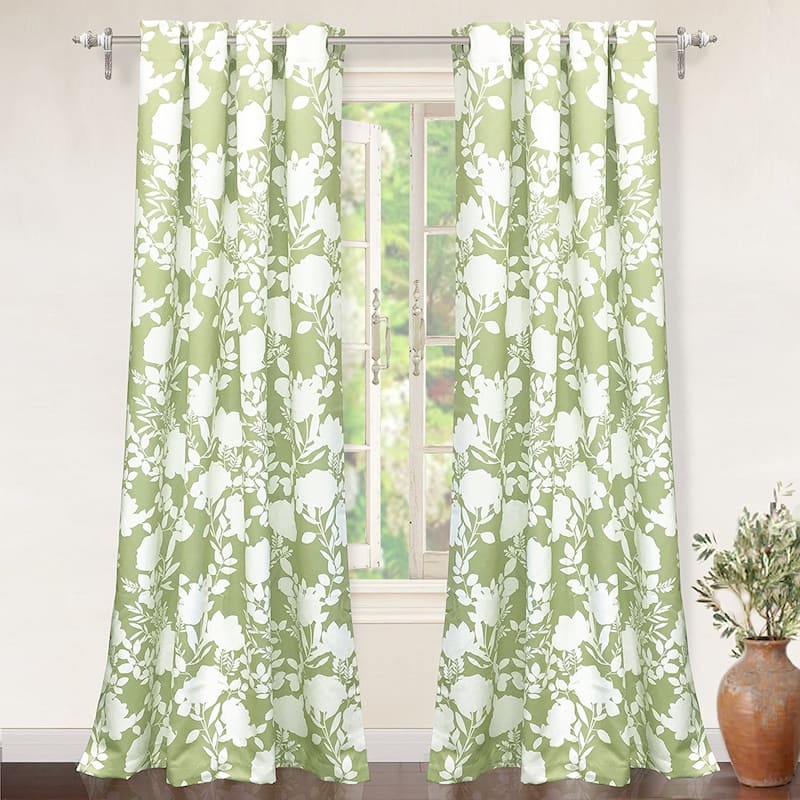 Porch & Den Nolana Floral Room-darkening Grommet Curtain Panel Pair