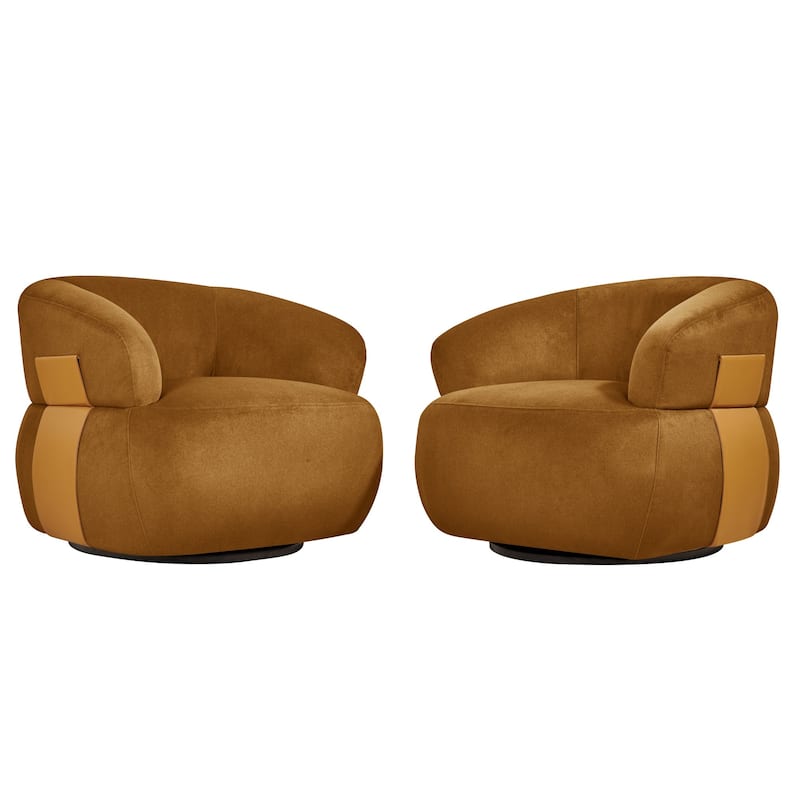 Kieon 33"W 360 Swivel Barrel Chair Modern Accent Chair Set of 2