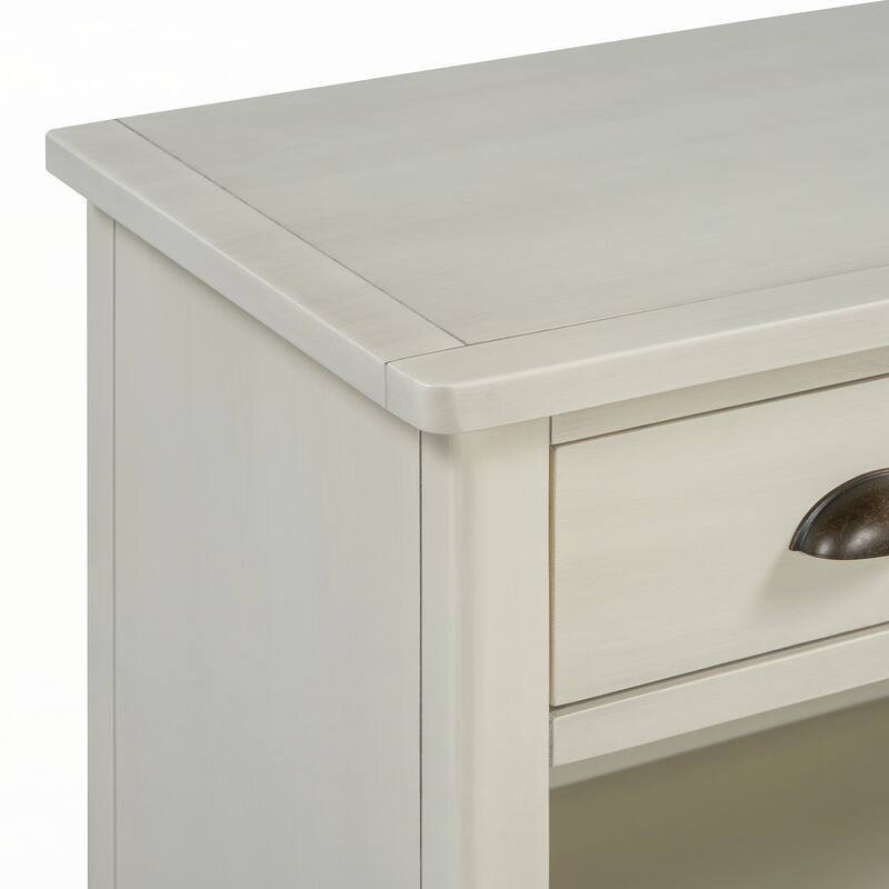 Retro Console Table with 3 Storage Drawers(Antique White)