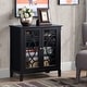 preview thumbnail 3 of 18, HOMCOM Wood Accent Sideboard Buffet Server Storage Cabinet with Double Framed Glass Doors, Adjustable Shelves
