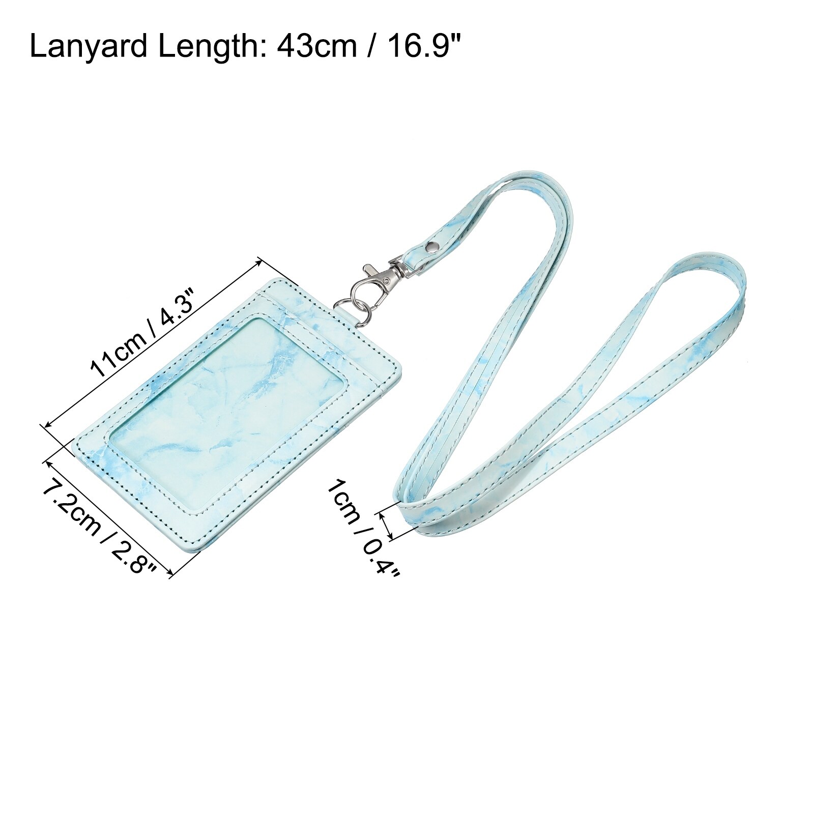 ID Badge Holder with Lanyard, Vertical PU Leather ID Badge Card Holder with 1 Clear ID Window, 4 Credit Card Slots and a Detachable Neck Lanyard