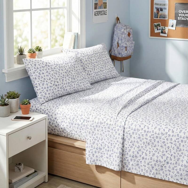 Aeropostale Premium All Season Microfiber Purple Ditsy Floral Sheet Set - Twin