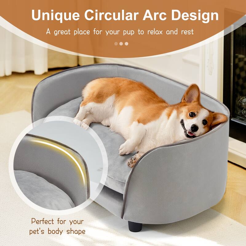 Modern Pet Sofa Bed for Small to Medium Dogs & Cats, Comfortable Couch with Removable Washable Cushion