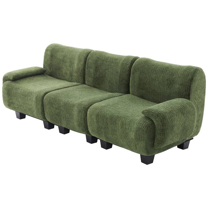 Roomfitters Modern 3-Seater Chenille Sofa Couch with Curved Armrests, 95 Inch