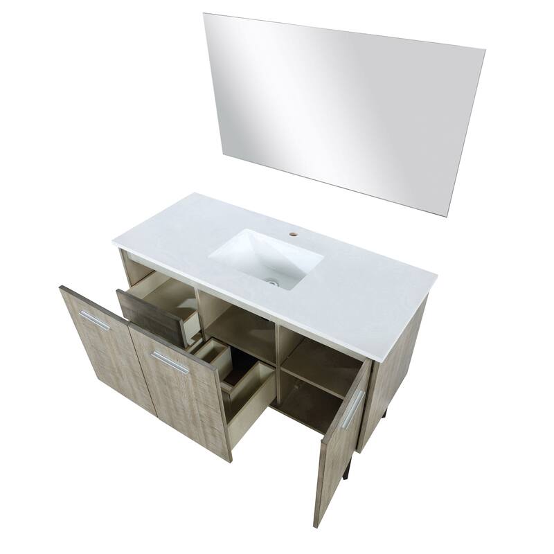 Lancy Rustic Acacia Bath Vanity, Cultured Marble Top and Mirror