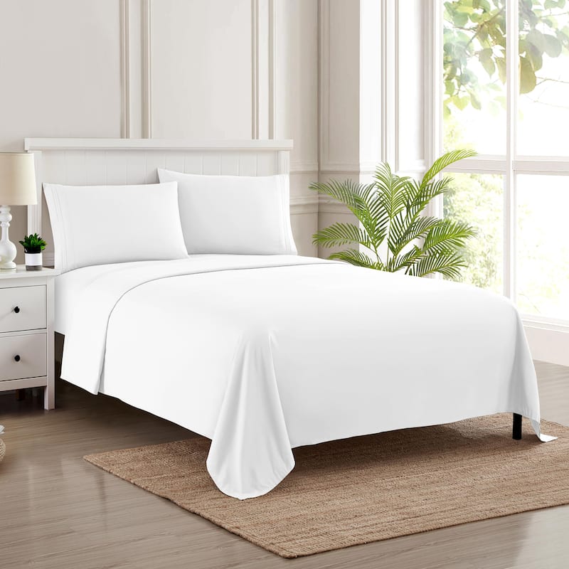 Sweet Home Collection Triple Stitch 4-piece Bed Sheet Set - Twin - White