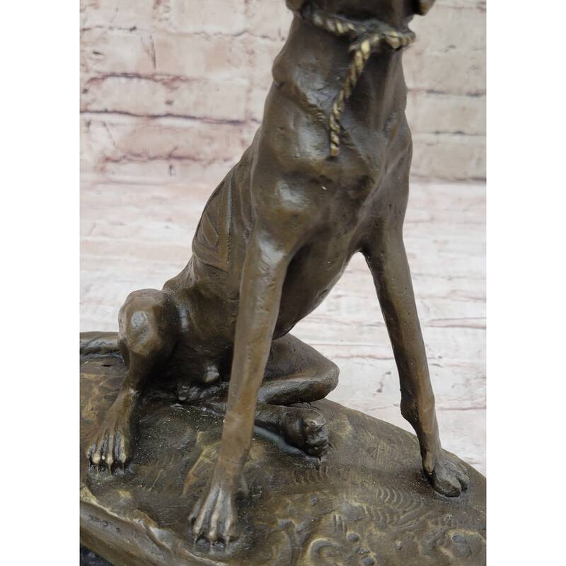 Bronze Service Imitative Dog W/ Vest Statue Sculpture Figure Figurine 10” X 10”