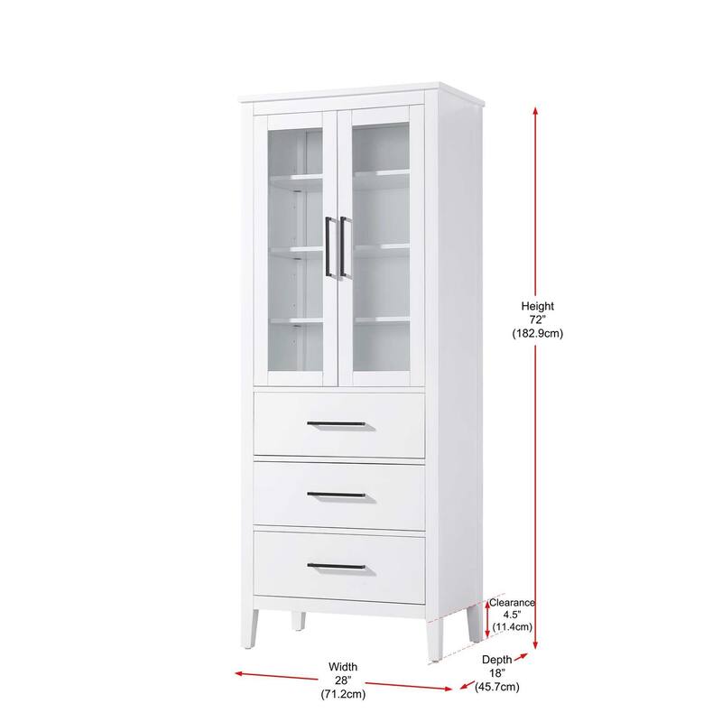 Laura 16-28 Inch Bath Storage Glass Cabinet
