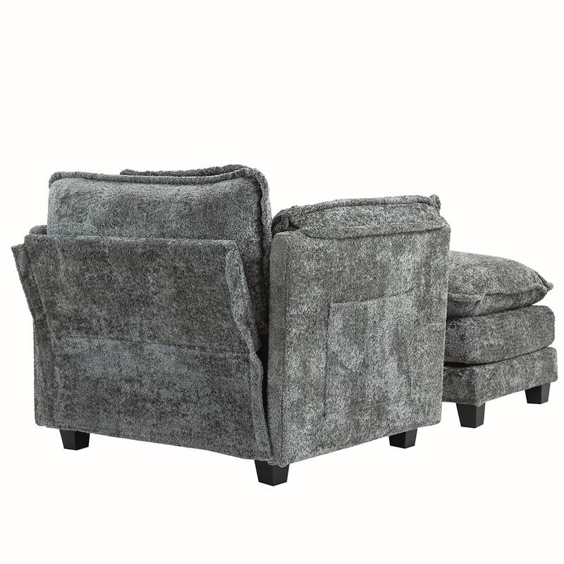 Boucle Oversized Sofa Chair With Ottoman