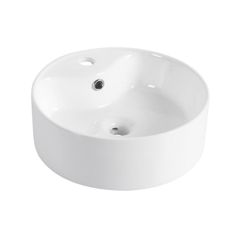 Ceramic Rotundity Above Counter White Bathroom Sink Art Basin