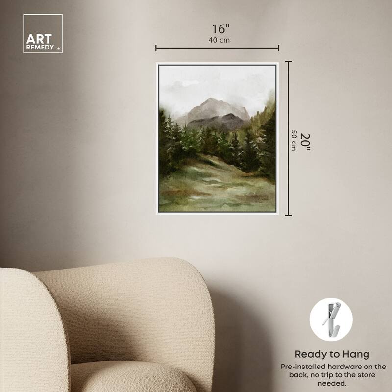 Art Remedy April Woodland Framed Landscape 1 Piece Canvas Wall Art Watercolor Style