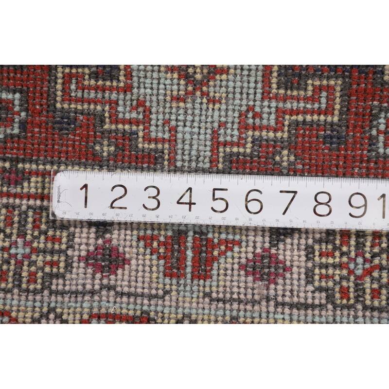Light Blue Geometric Viss Indian Foyer Rug Handmade Wool Carpet - 2'11"x 4'9"