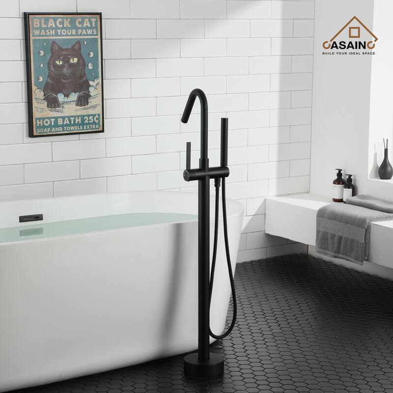 CASAINC Freestanding Single-Handle Bathtub Faucet with Hand Shower