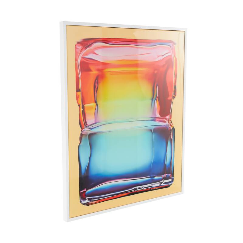 Canvas Abstract Cube Framed Wall Art with White Frame - Multi Colored - Roche River Decor