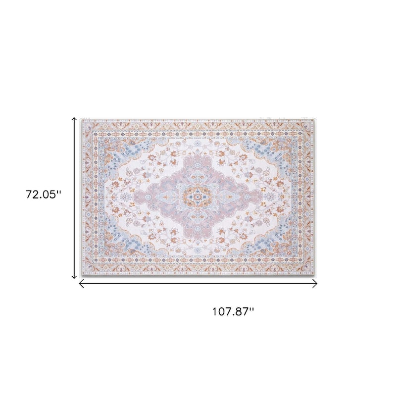 HomeRoots Medallion Traditional Rectangle Area Rug - 6' X 9'