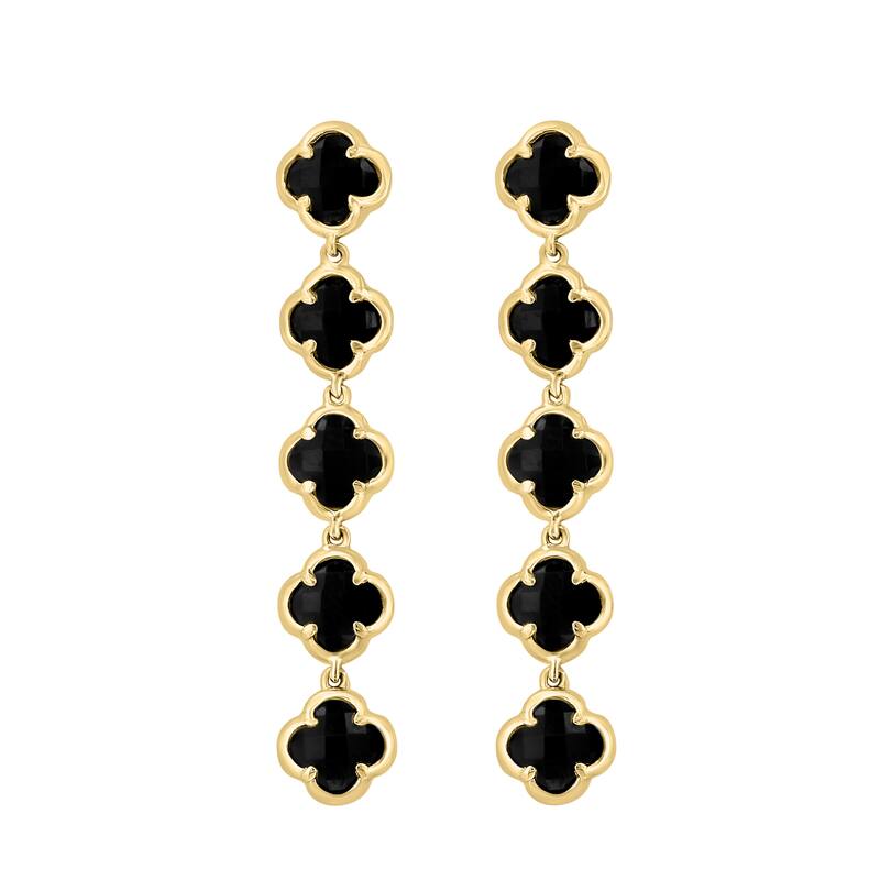 EFFY 14K Yellow Gold Onyx Draped Earrings