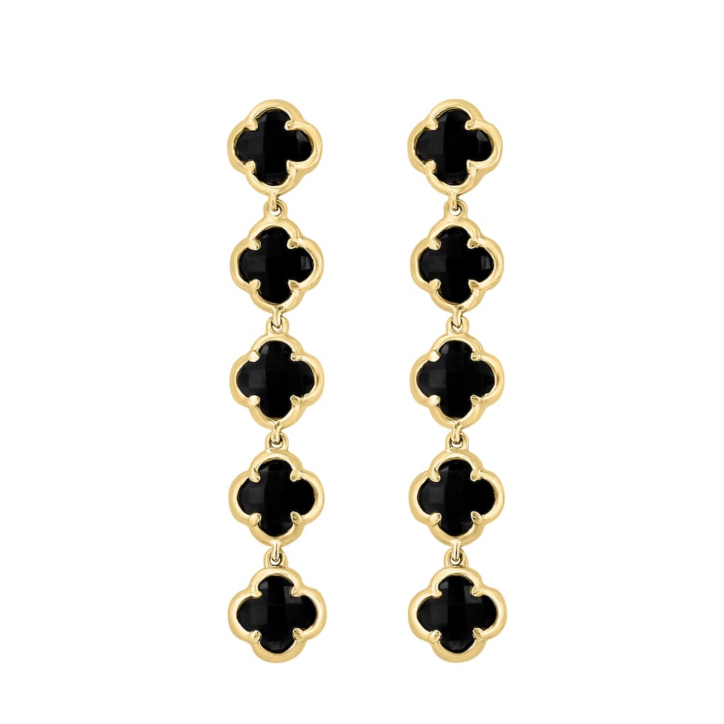 EFFY 14K Yellow Gold Onyx Draped Earrings